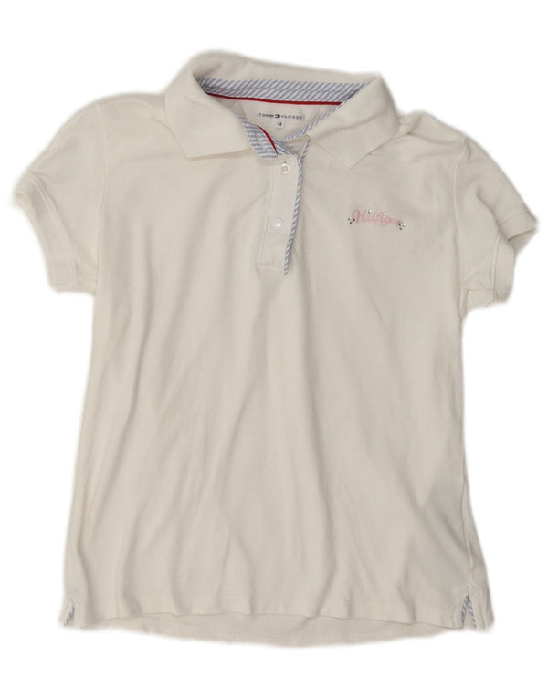 Tommy Hilfiger Pige Polo Shirt 13-14 År Hvid Bomuld