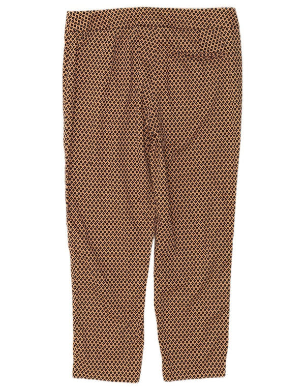 Marks & Spencer Dame Cropped Trousers UK 10 Small W32 L24 Brun Geometrisk