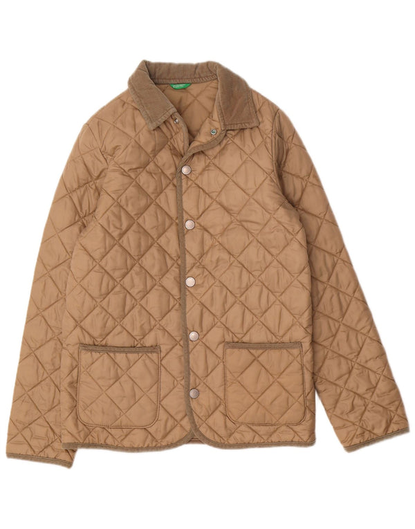 Benetton Boys Quiltet Jakke 11-12 År 2XL Beige Polyamid