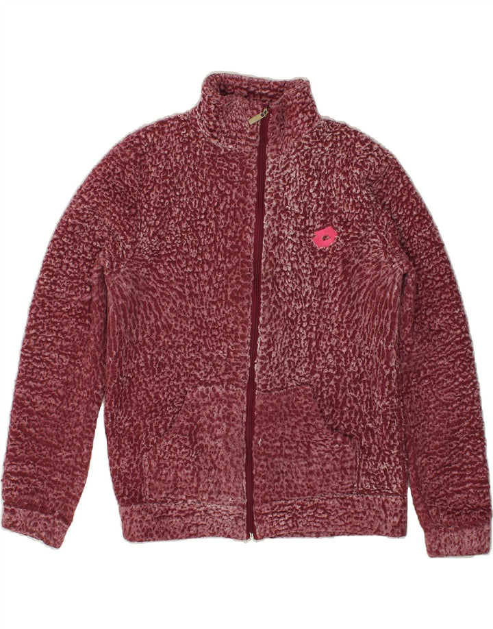 LOTTO Womens Fleece Jacket UK 16 Large Maroon Polyester Vintage Lotto and Second-Hand Lotto from Messina Hembry 