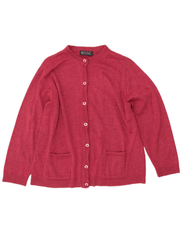 CASTLE OF IRELAND Dame cardigan sweater UK 16 Large Pink Wool
