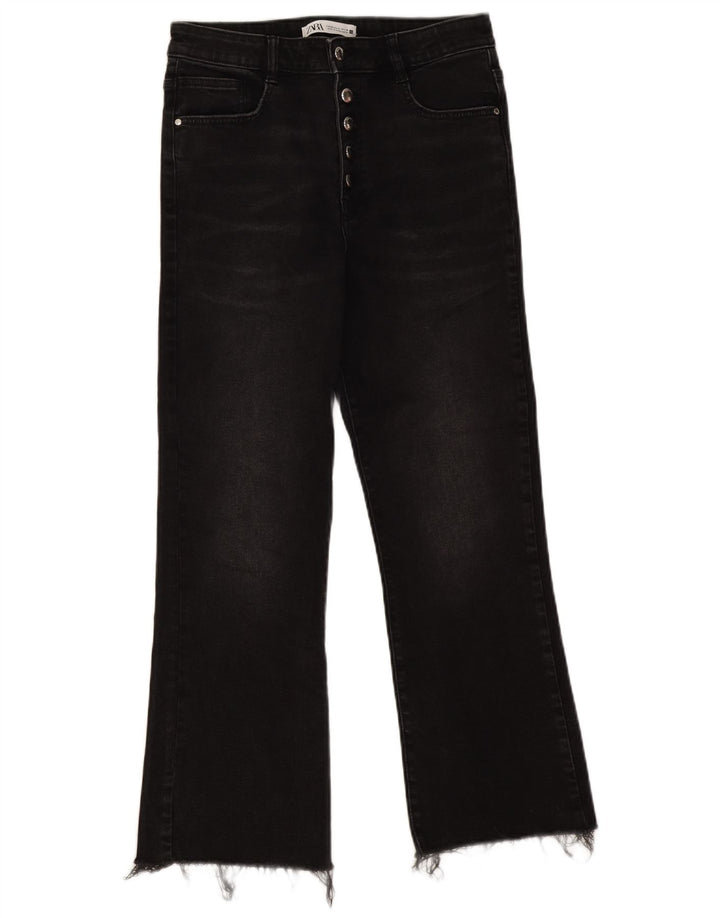 Zara Dame Bootcut Jeans EU 40 Medium W30 L26 Sort Bomuld