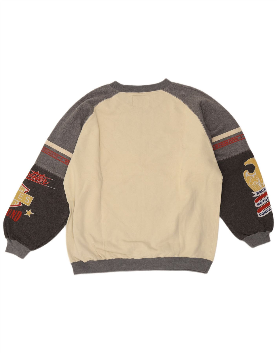 Foxhound Herre Grafisk Sweatshirt Jumper Medium Off White Colourblock Bomuld