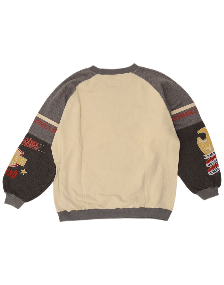 Foxhound Herre Grafisk Sweatshirt Jumper Medium Off White Colourblock Bomuld