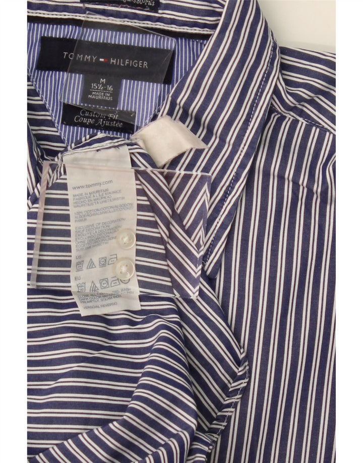 TOMMY HILFIGER Mens Shirt Size 15 1/2 16 Medium Navy Blue Striped Vintage Tommy Hilfiger and Second-Hand Tommy Hilfiger from Messina Hembry 