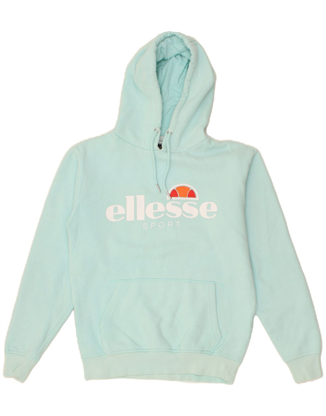 ELLESSE Womens Oversized Graphic Hoodie Jumper UK 10 Small Turquoise Vintage Ellesse and Second-Hand Ellesse from Messina Hembry 