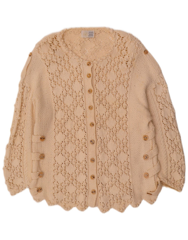 Golden Spiderweb Dame Cardigan Sweater UK 18 XL Off White Bomuld