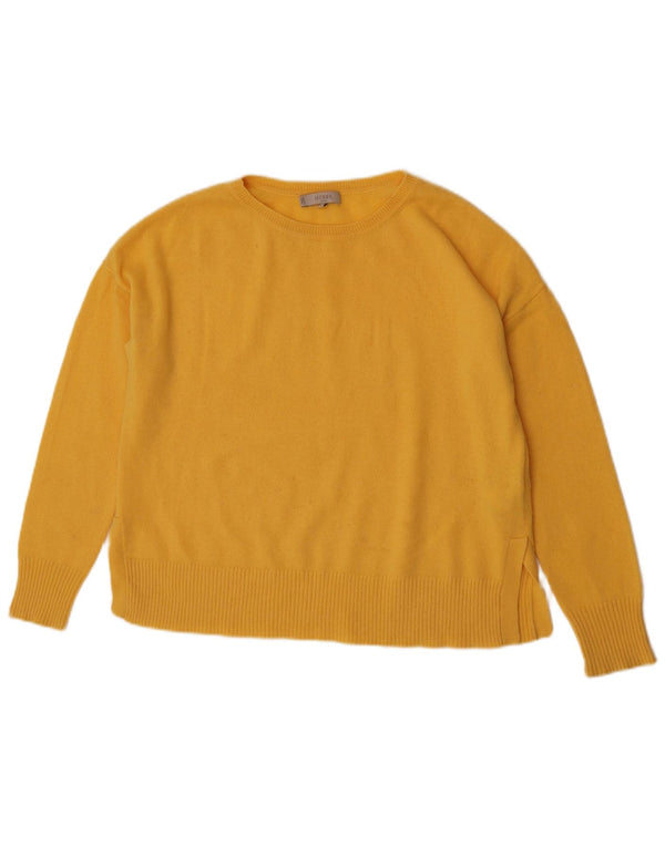 Hobbs Dame Oversized Boat Neck Jumper Sweater UK 10 Small Yellow Cashmere