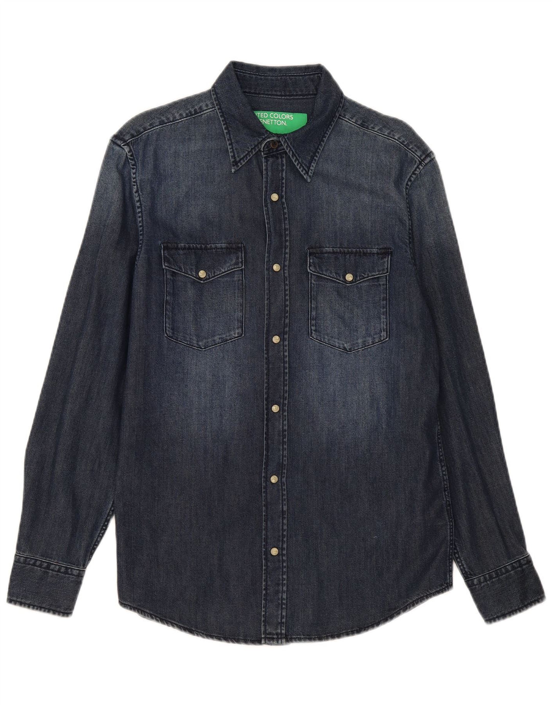 Benetton Herre denimskjorte Medium Navyblå Bomuld