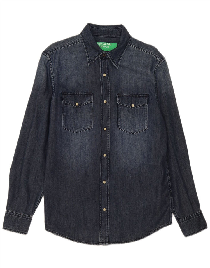 Benetton Herre denimskjorte Medium Navyblå Bomuld