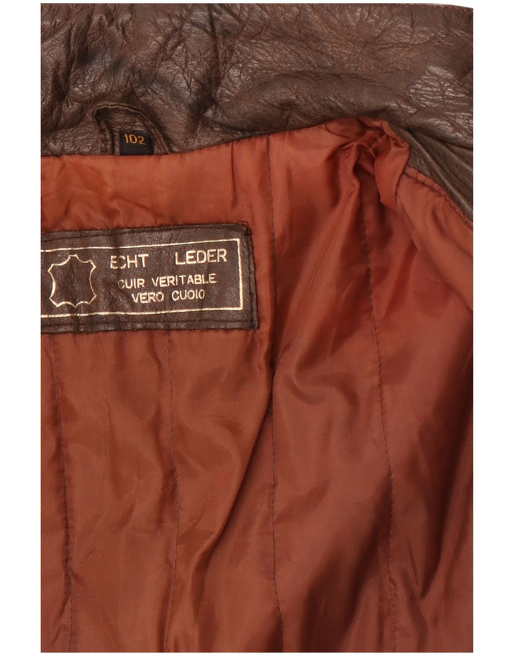 Vintage Herre Military Læderjakke UK 38 Medium Brown Læder