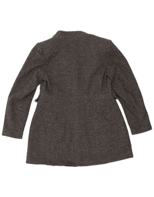 Zara Dame 1 Knap Blazer Jacket UK 16 Stor Grå Sildebensbomuld