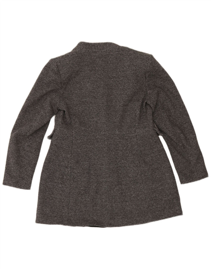 Zara Dame 1 Knap Blazer Jacket UK 16 Stor Grå Sildebensbomuld