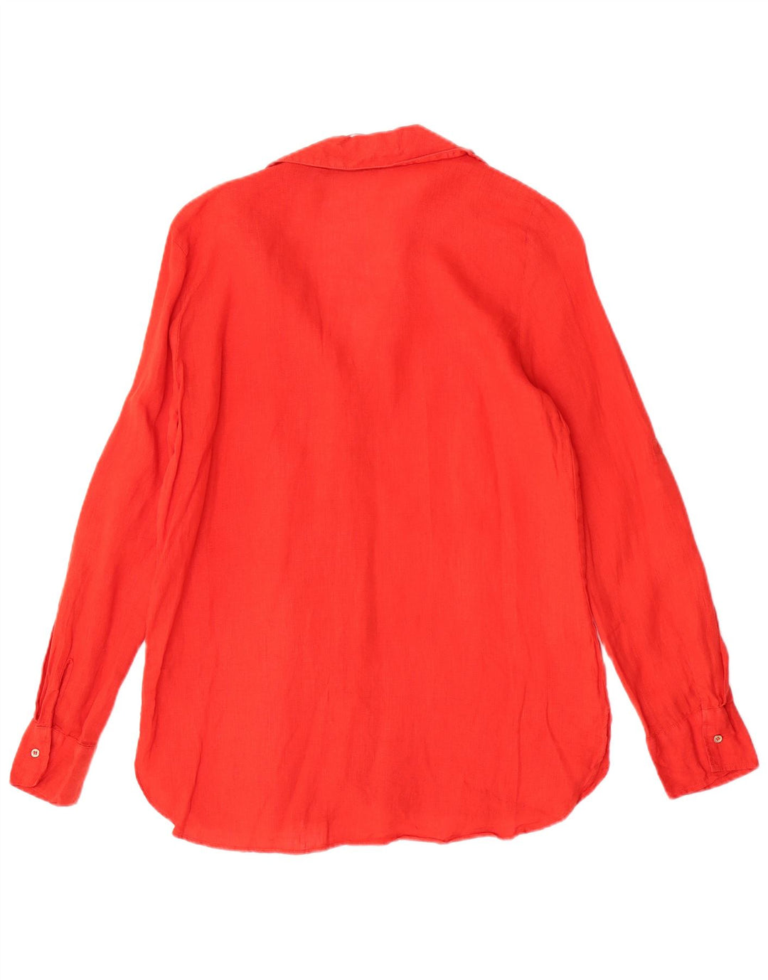 Zara Dame Langærmet Regular Shirt UK 14 Medium Red Linen