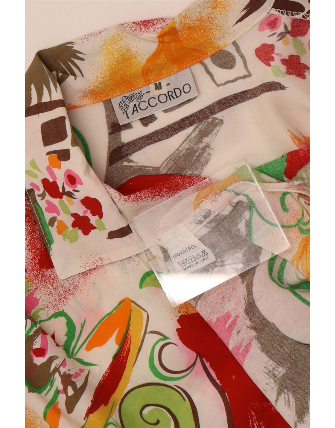 ACCORDO kortærmet skjorte til kvinder UK 14 Medium Multicolored Floral