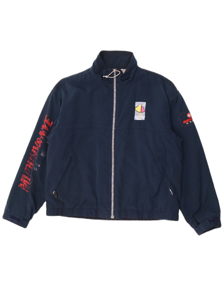 MURPHY & NYE Grafisk bomberjakke til mænd UK 40 Stor marineblå polyester
