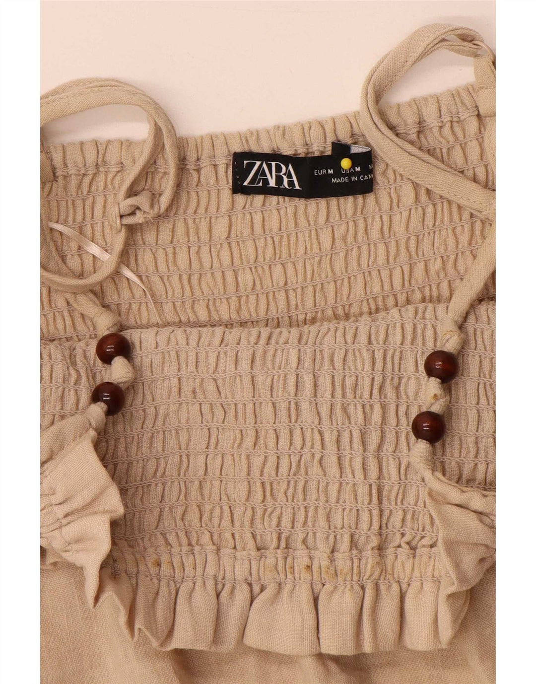 Zara Dame Ærmeløs A-Line Kjole UK 12 Medium Beige