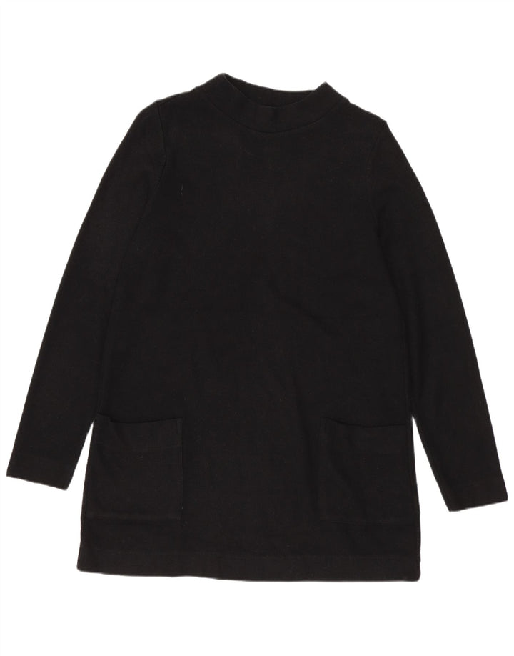 Marks & Spencer Dame Langærmet Tunika Top UK 12 Medium Sort Polyester