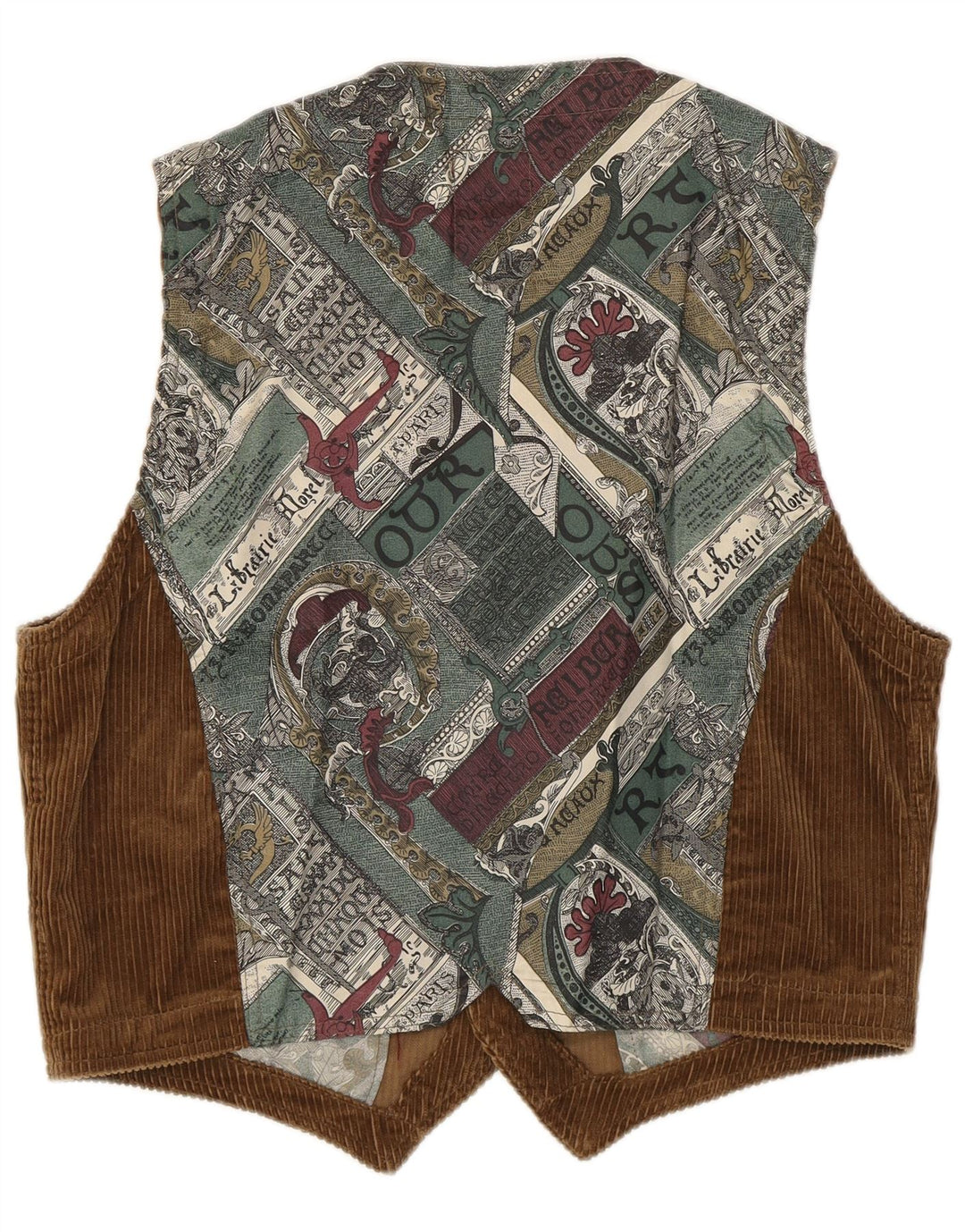 Fordocks Herre fløjlsvest Stor brun patchwork bomuld