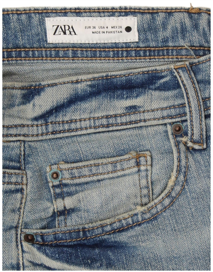 Zara Dame Cropped Jeans EU 36 XS W26 L24 Blå