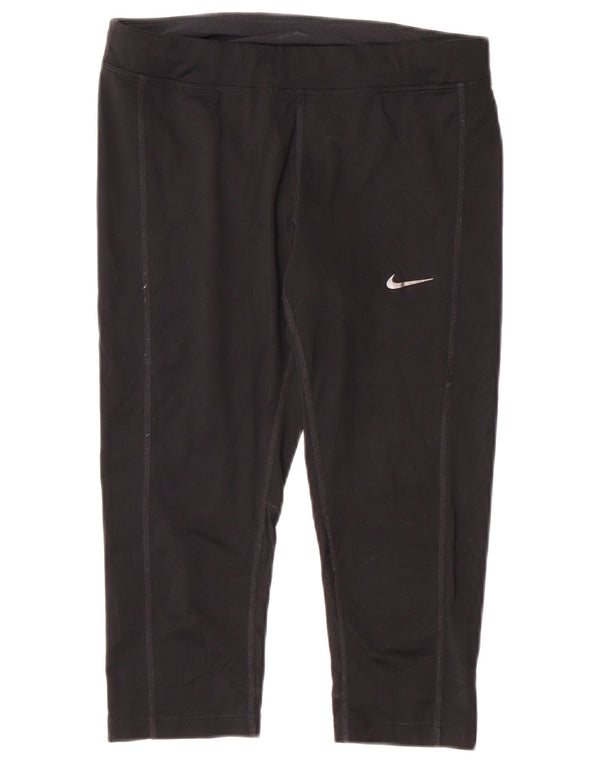 Nike Dame Dri Fit Capri Leggings UK 10 Small Black Polyester Sports
