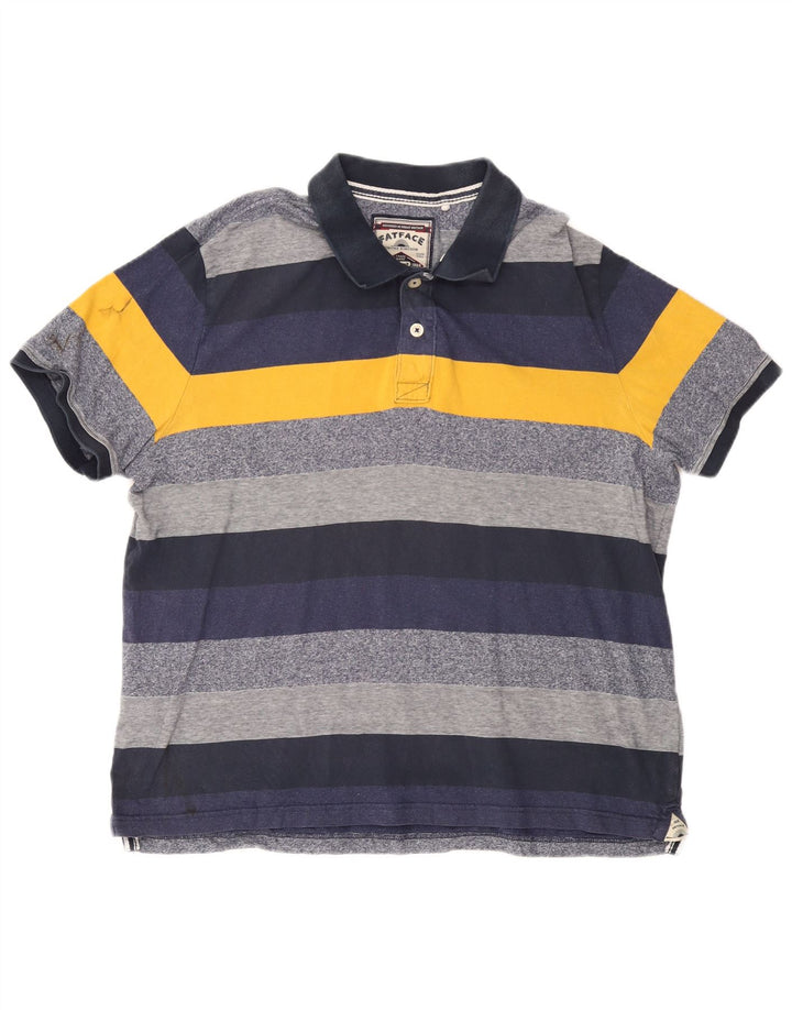 FAT FACE Poloshirt til mænd 2XL marineblå stribet bomuld