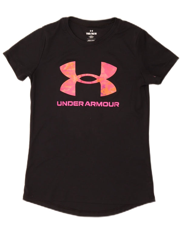 Under Armour Girls Grafisk T-Shirt Top 9-10 År Medium Sort Polyester