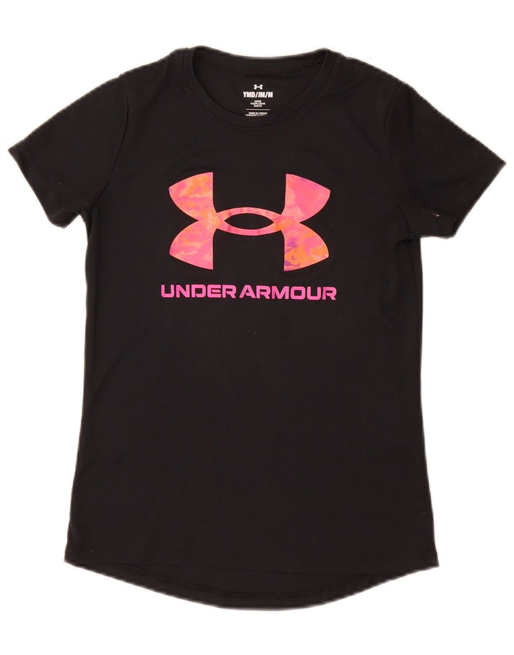 Under Armour Girls Grafisk T-Shirt Top 9-10 År Medium Sort Polyester