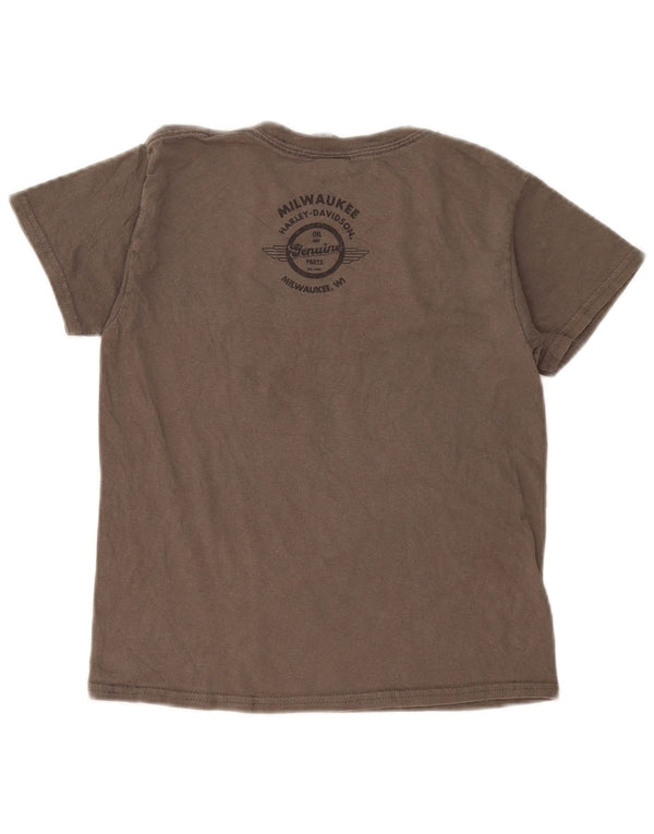 Harley Davidson Dame Grafisk T-Shirt Top UK 10 Lille Grå Bomuld
