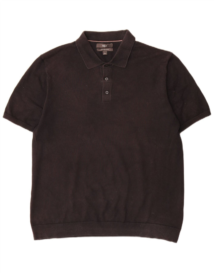 Marks & Spencer Herre Kortærmet Polo Neck Sweater Stor Sort