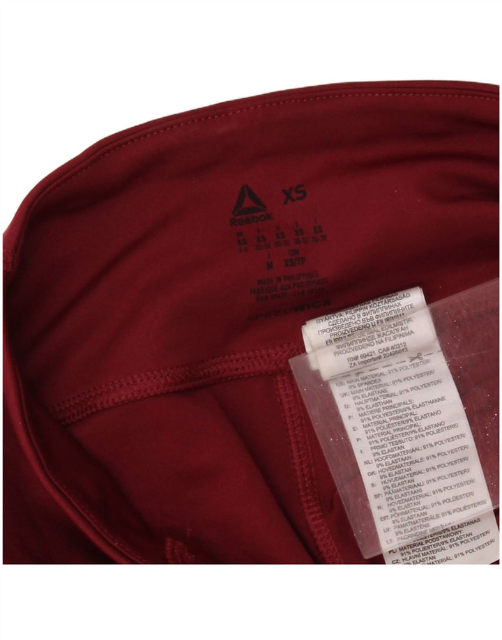 REEBOK Womens Leggings UK 4/6 XS Maroon Colourblock Polyester