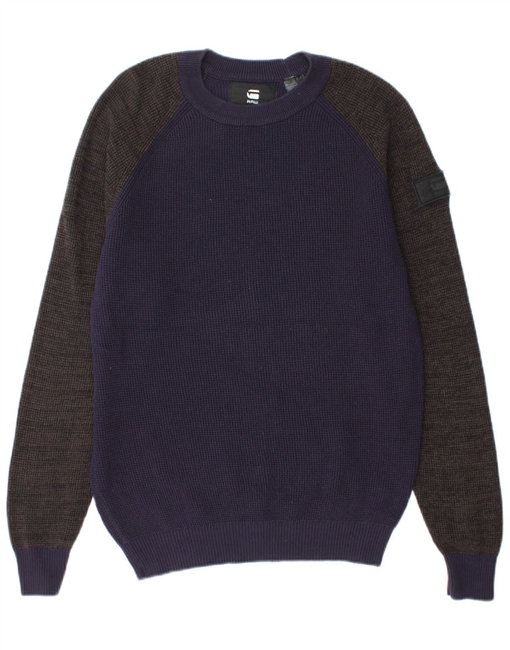 G-Star Herretrøje med rund hals til mænd Medium Navyblå Colourblock Bomuld