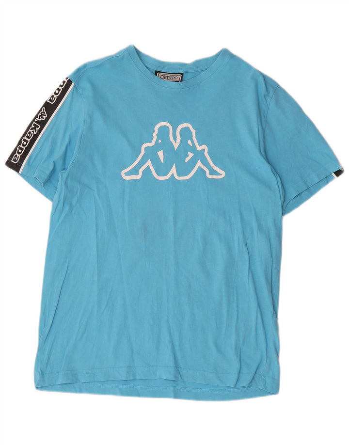 Kappa Mens Graphic T-Shirt Top Medium Blue Colourblock Cotton