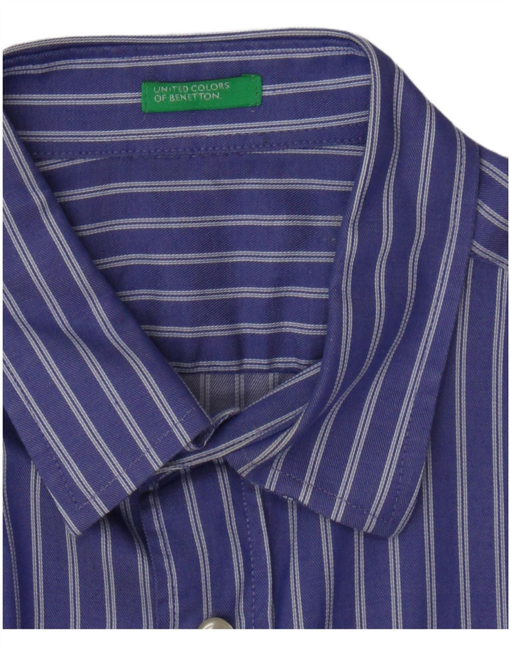 BENETTON Mens Shirt Medium Blue Pinstripe