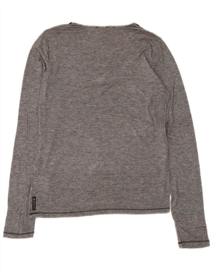 Armani Jeans Dame Top Langærmet UK 12 Medium Grey Pinstripe Viscose
