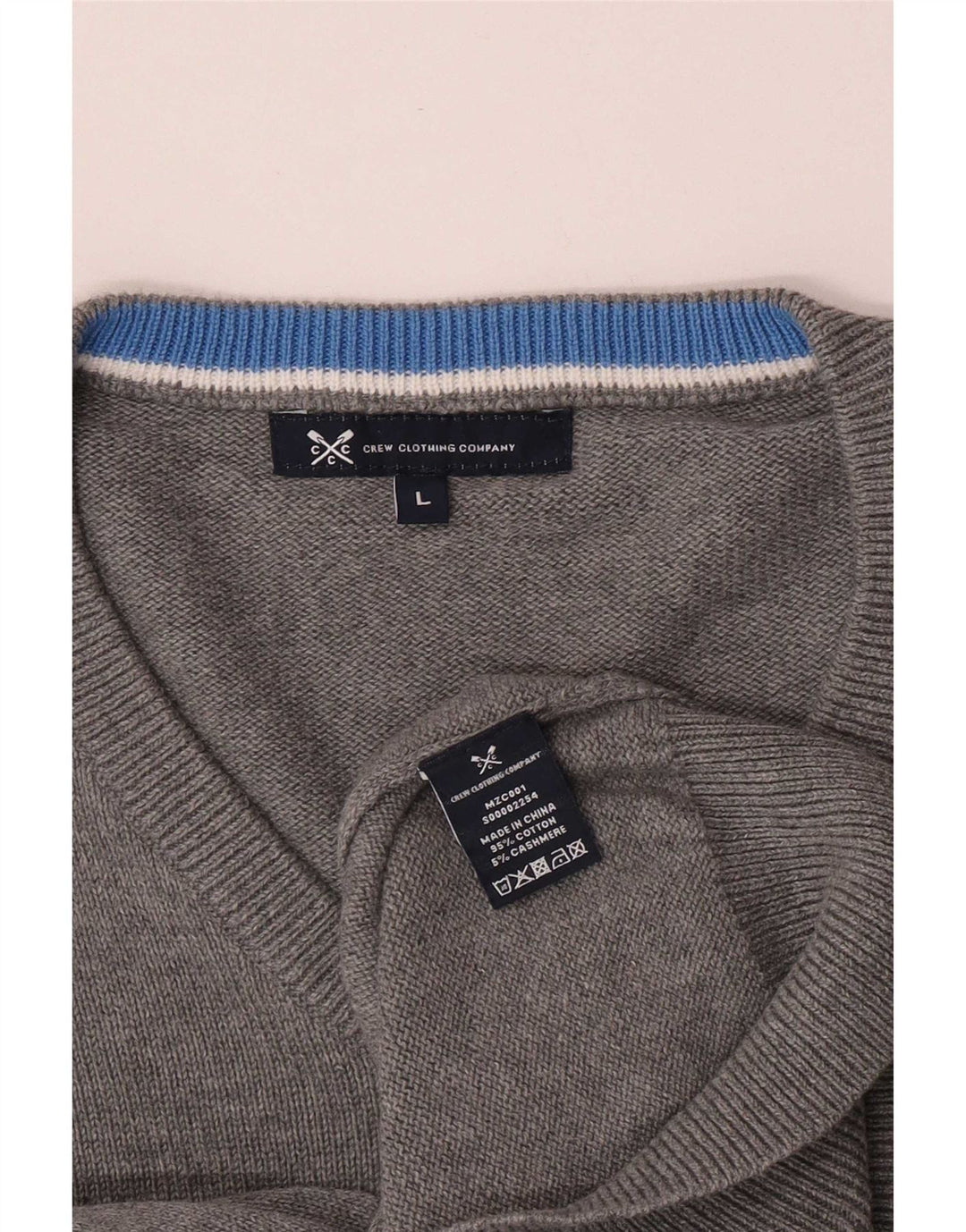 Besætningstøj Herre V-hals sweater Stor grå bomuld