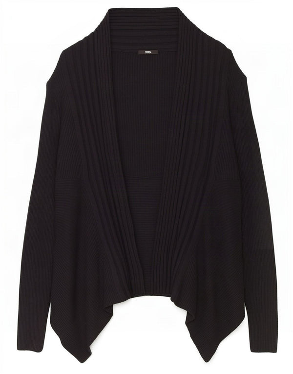Marks & Spencer Dame Asymmetrisk Cardigan Sweater UK 16 Large Black