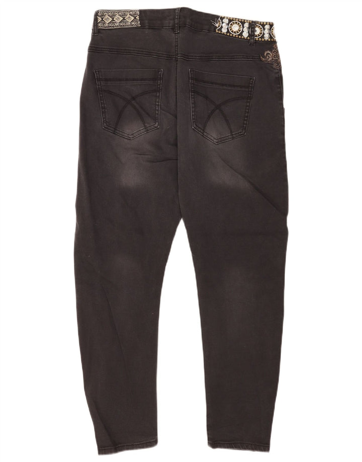 Desigual Kvinder Distressed Crop Slim Jeans W30 L25 Sort Bomuld