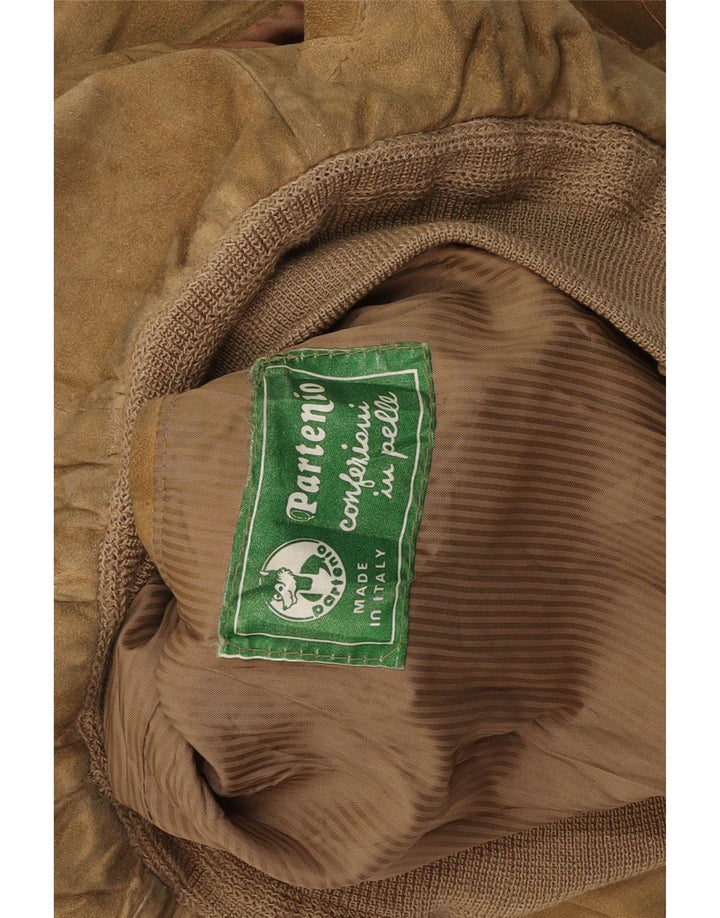 VINTAGE Bomberjakke i ruskind til mænd UK 38 Medium Beige Læder