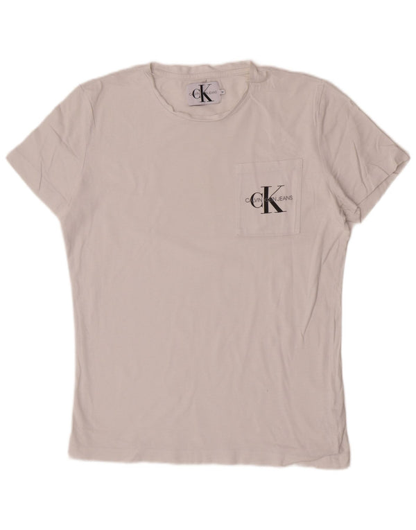 Calvin Klein Jeans Herre Kortærmet Regular T-Shirt Top Medium White