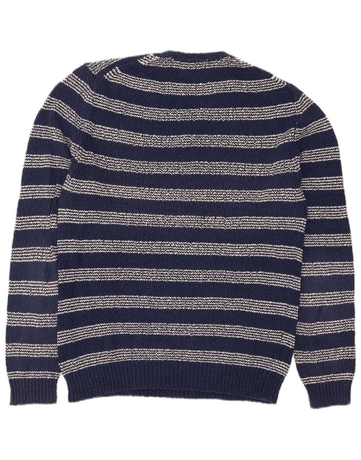 Massimo Dutti Dame Crew Neck Jumper Sweater UK 16 Stor Blå Stribet