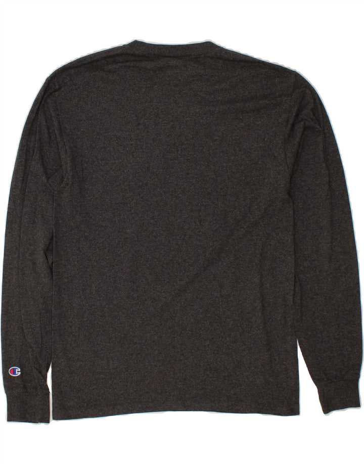 CHAMPION Mens Graphic T-Shirt Long Sleeve Medium Grey Vintage Champion and Second-Hand Champion from Messina Hembry 