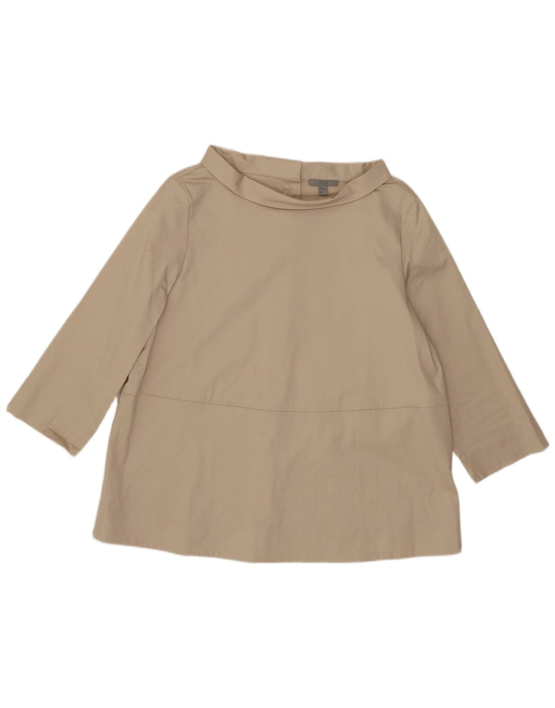 Cos Dame 3/4 ærmet bluse Top EU 40 Medium Beige Bomuld