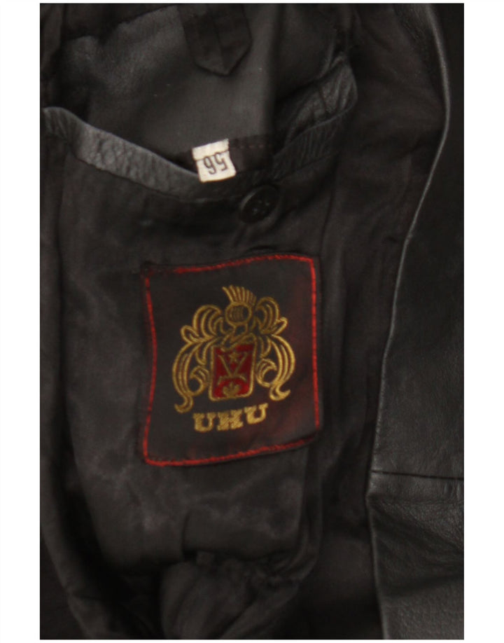 Vintage læderfrakke til kvinder UK 14 Large Black