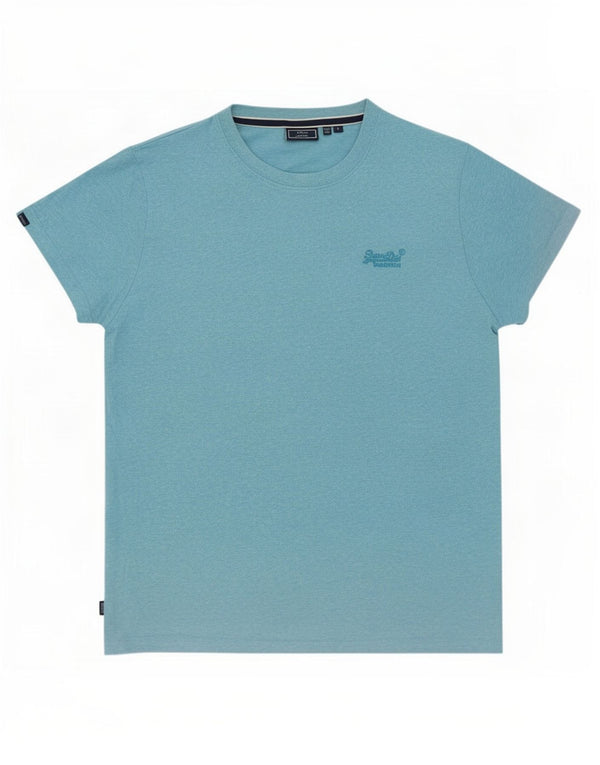 Superdry T-shirt top til mænd, stor blå flækket bomuld