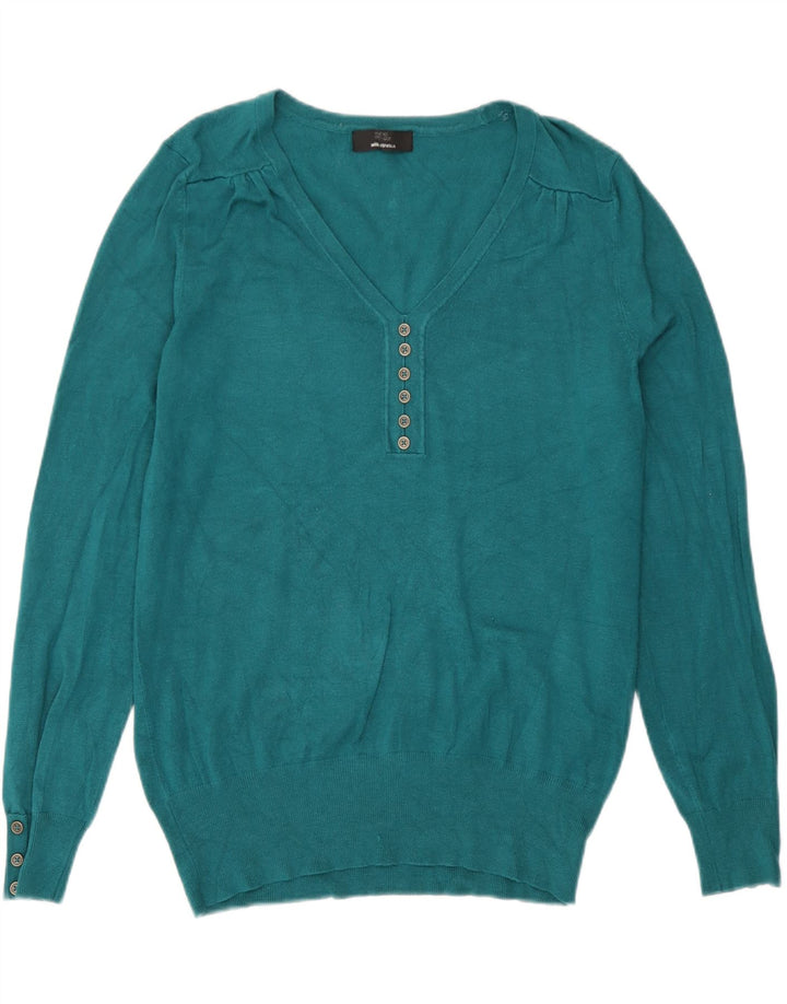 Marks & Spencer Dame V-hals sweater UK 16 Stor turkis viskose