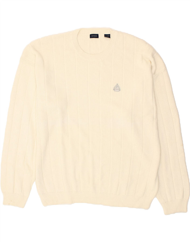 IZOD Mens Crew Neck Jumper Sweater 2XL White Cotton Vintage Izod and Second-Hand Izod from Messina Hembry 