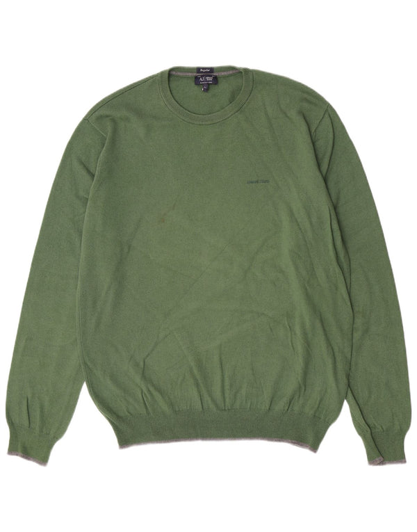 Armani Jeans Herre Regular Fit Crew Neck Jumper Sweater XL Grøn Bomuld