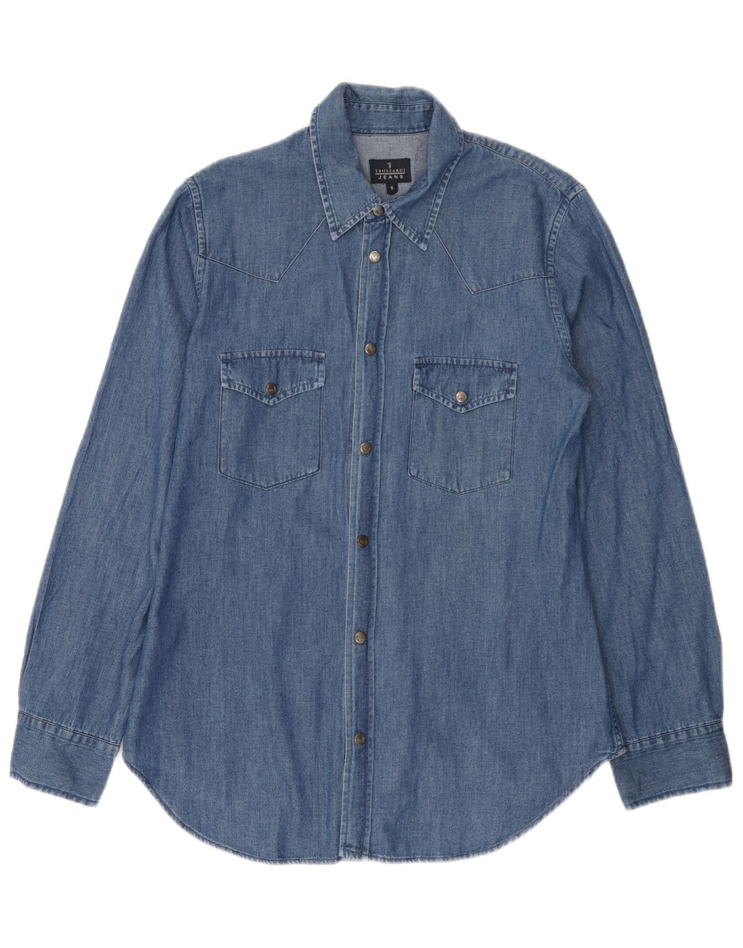 Trussardi Jeans Denimskjorte til mænd Lille blå bomuld