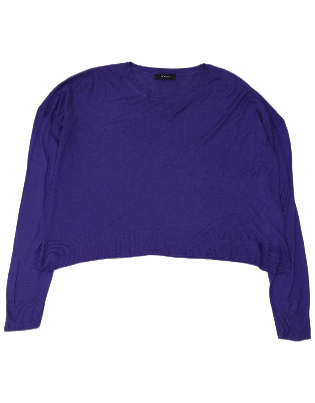 Zara Womens Crop Oversized Crew Neck sweater UK 14 Medium Purple